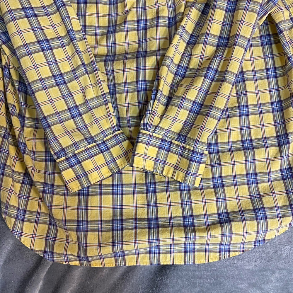 Ralph Lauren Men's Navy Yellow Plaid Classic Dress Shirt Pony X-Large - Picture 3 of 9